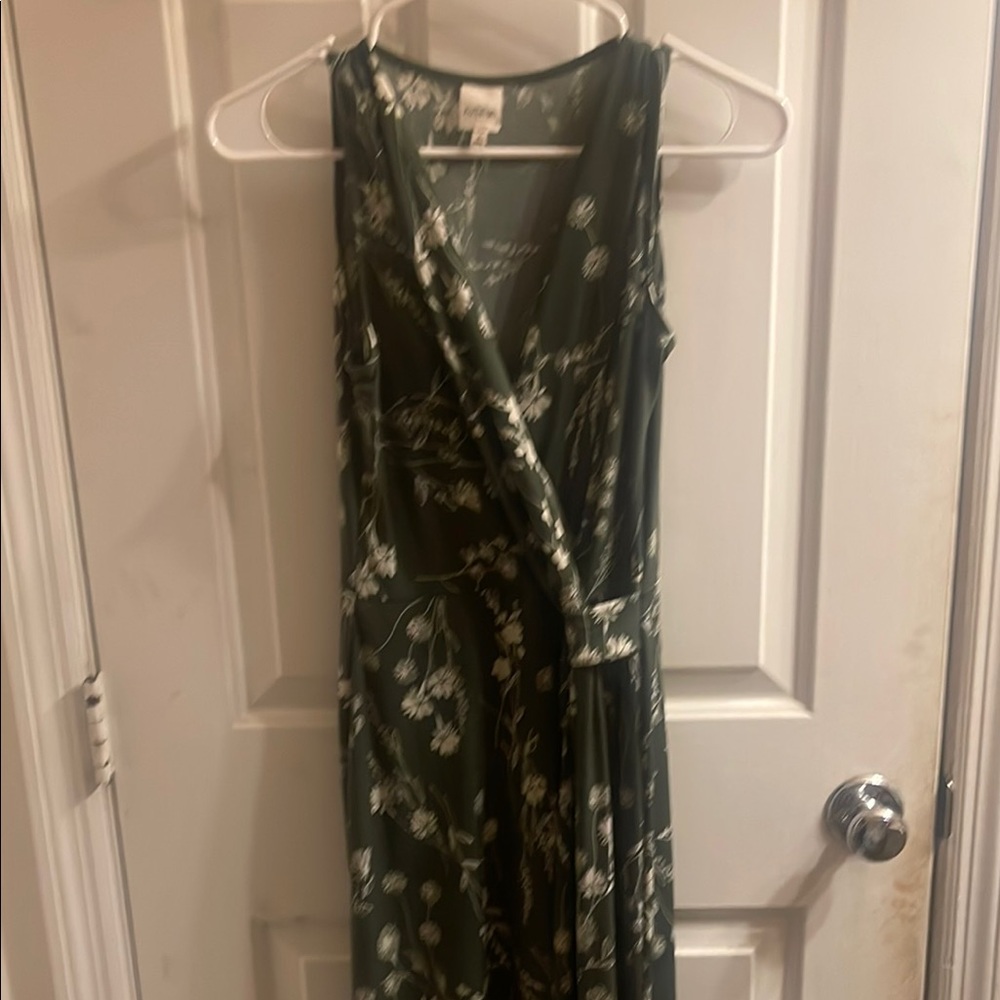 Floral Green Wrap Dress